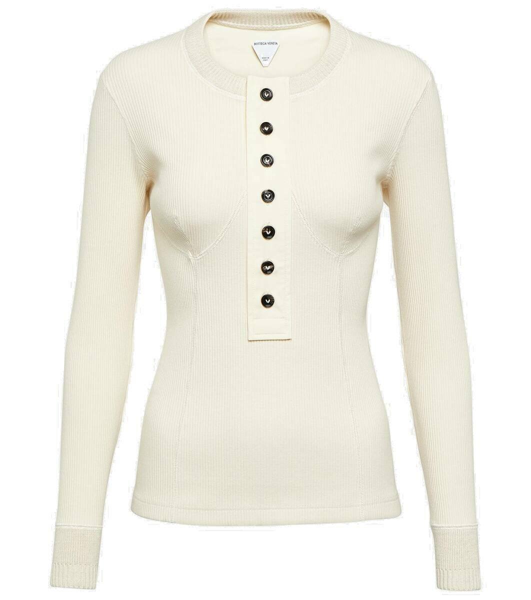 Bottega Veneta Ribbed-knit cotton-blend henley shirt Bottega
