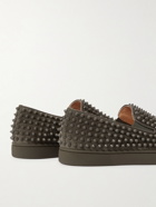 CHRISTIAN LOUBOUTIN - Roller-Boat Spiked Suede Slip-On Sneakers - Gray