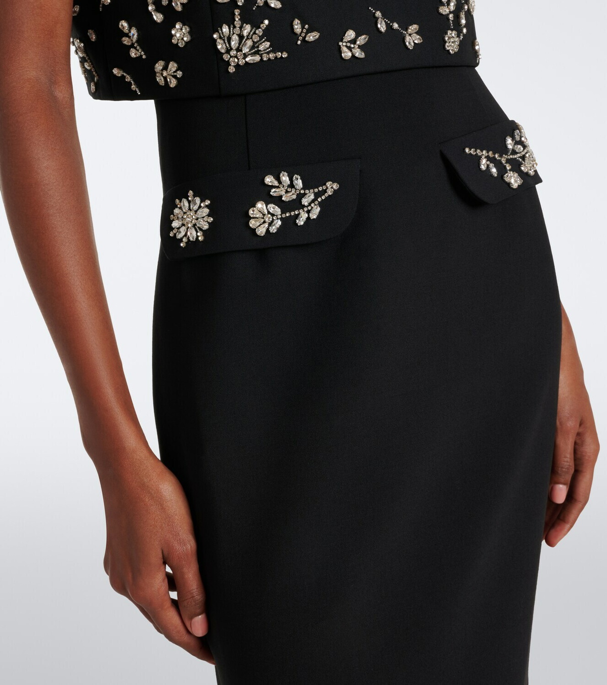 Oscar de la Renta Embellished wool-blend bustier gown