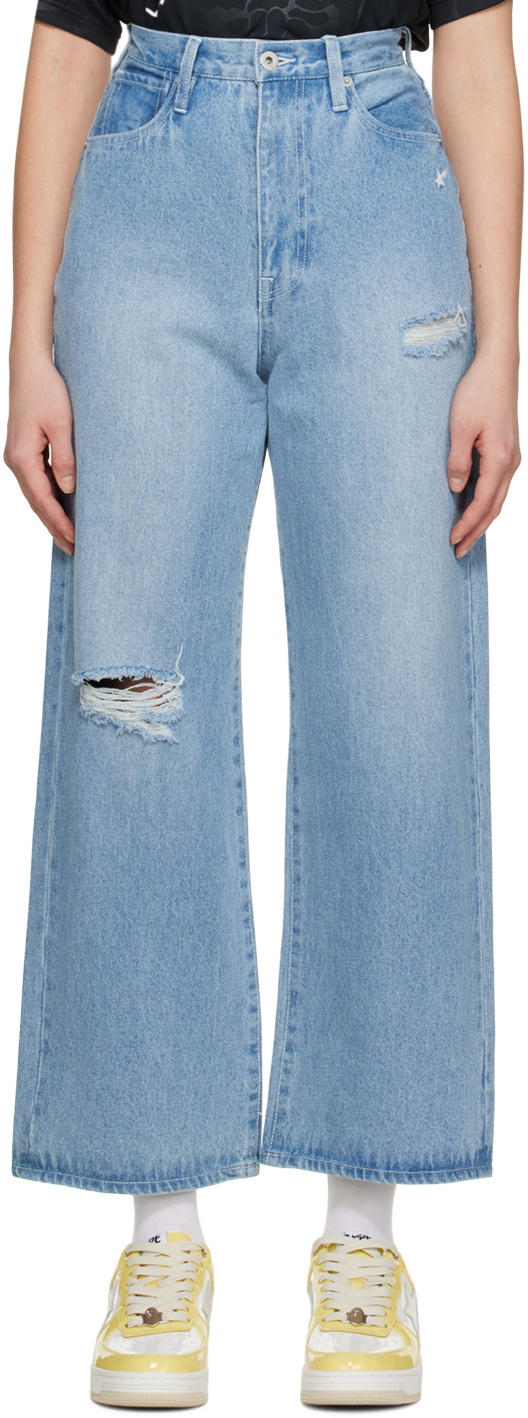 BAPE Blue Damaged Jeans