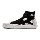 Maison Margiela Black and Silver Suede Tabi High-Top Sneakers