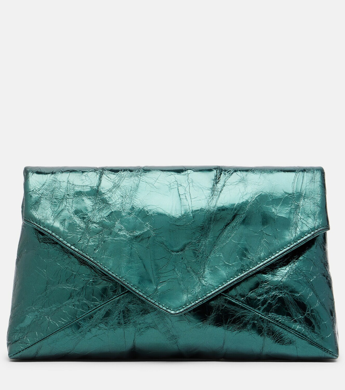 Dries Van Noten Medium metallic leather clutch