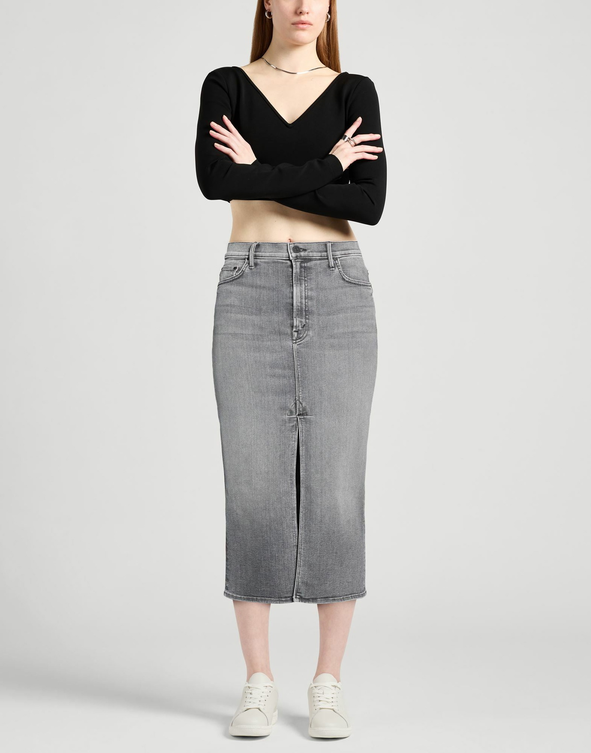 Mother Womens Denim skirt in Grey