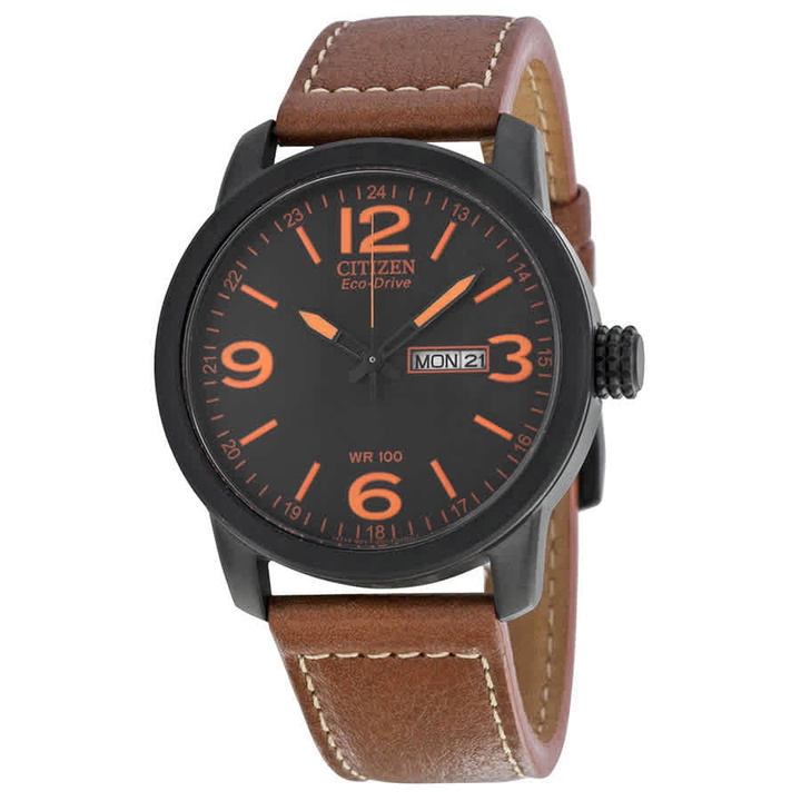 Photo: Citizen Eco Drive Black Dial Brown Leather Mens Watch BM8475-26E