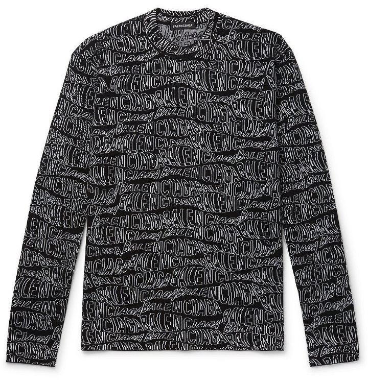 Photo: Balenciaga - Logo-Intarsia Virgin Wool-Blend Sweater - Black