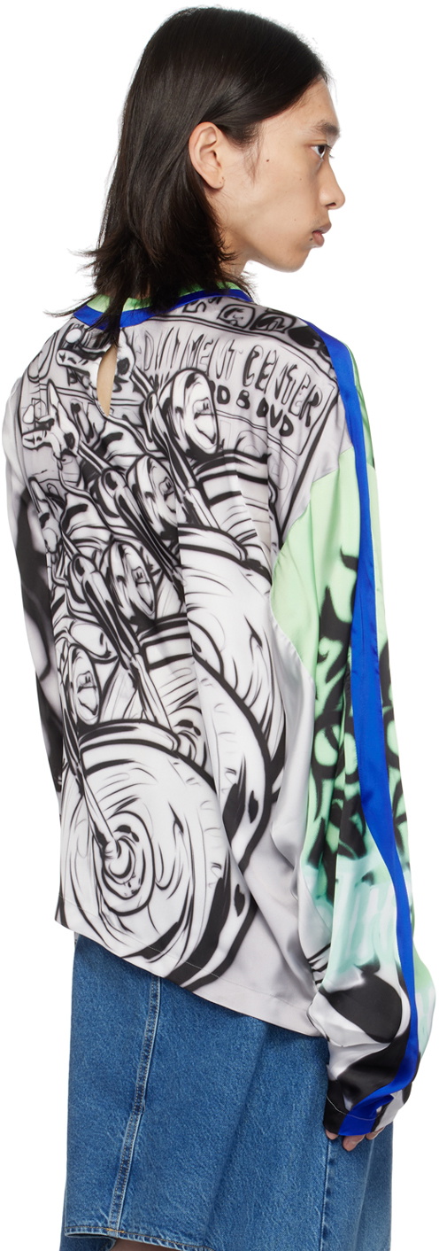 Gerrit Jacob Green & Gray Satin Long Sleeve T-Shirt