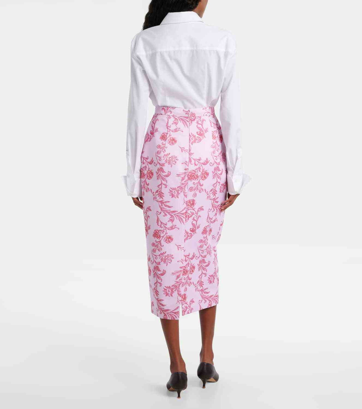 Emilia Wickstead Lorelei floral taffeta faille pencil skirt