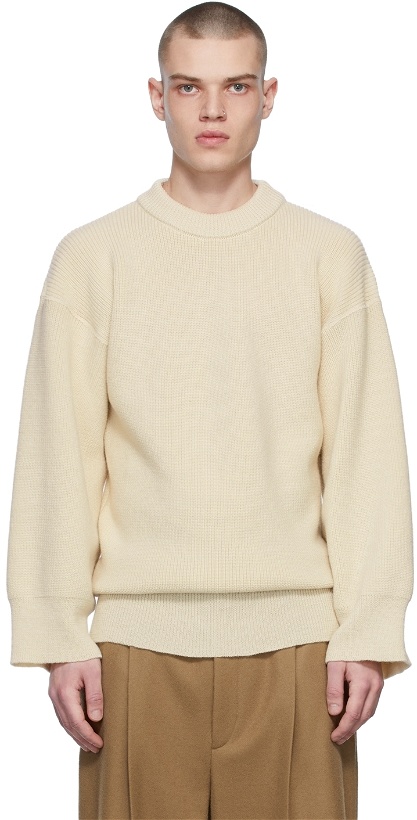 Photo: Hed Mayner Off-White Wool Sweater