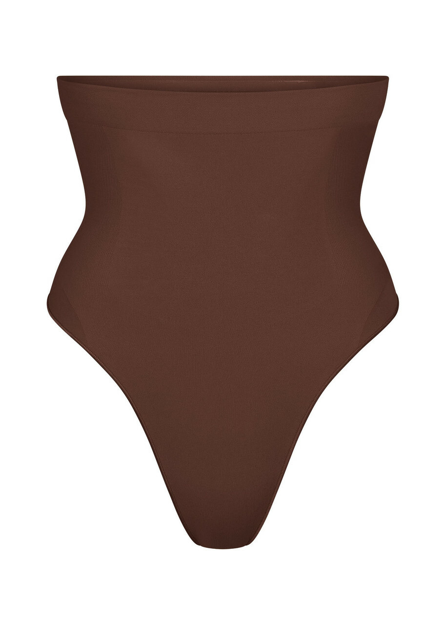 Skims Seamless Sculpt High-waisted Thong Brown