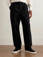 UMIT BENAN B - Straight-Leg Pleated Cotton-Blend Trousers - Black