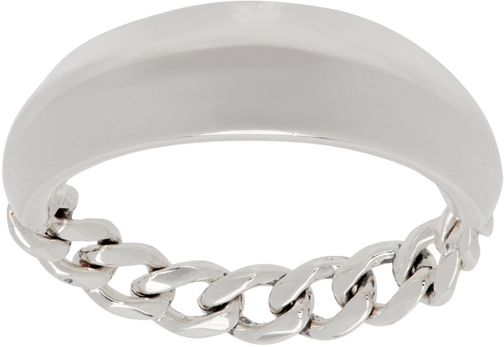 Photo: Bottega Veneta Silver Chain Detail Ring