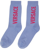 Versace Blue Logo Socks