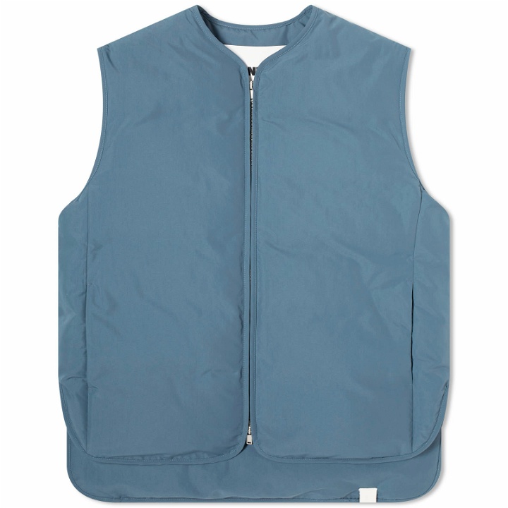 Photo: Jil Sander+ Men's Jil Sander Plus Water Repellent Padded Vest in Deep Atlantic Blue