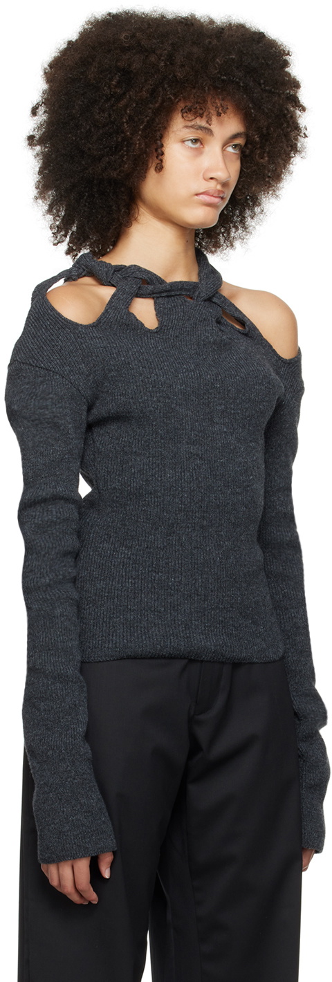 Jade Cropper Gray Cutout Sweater