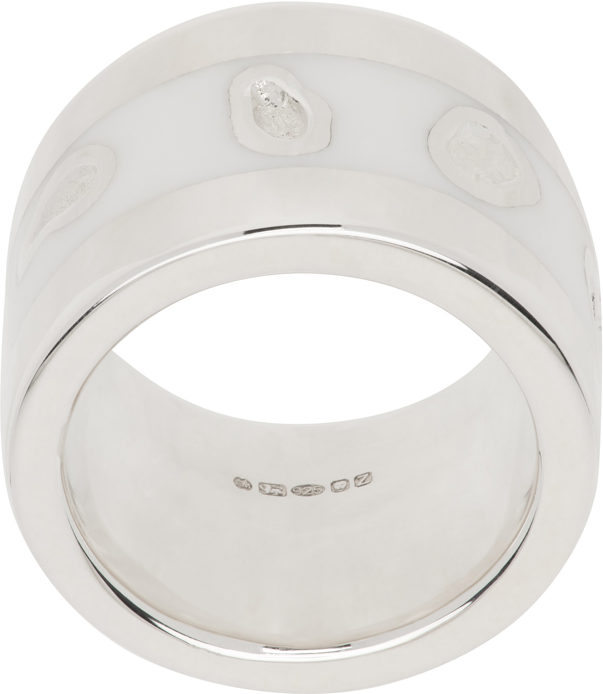 Ellie Mercer Silver & White Island Texture Band Ring