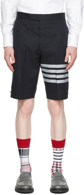 Photo: Thom Browne Navy 4-Bar Shorts