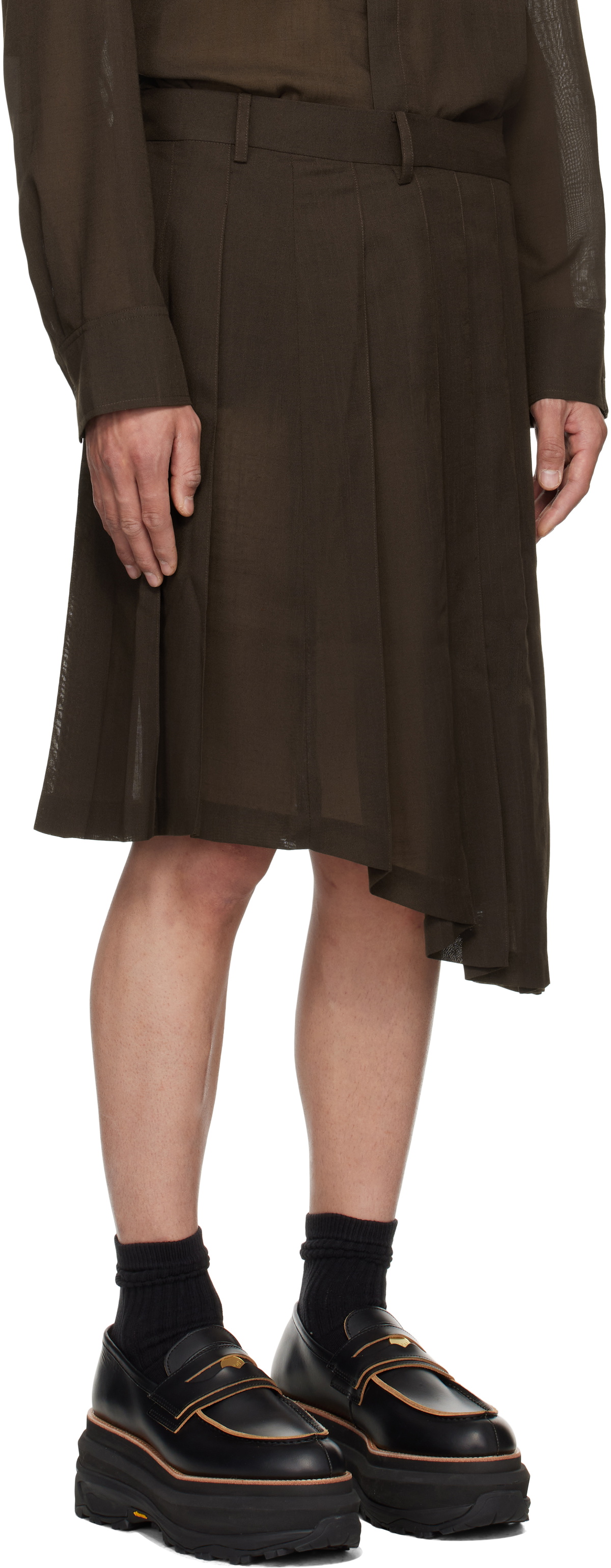 Feng Chen Wang Brown Pleated Skirt