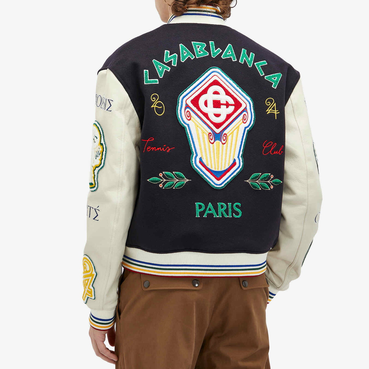 Casablanca Men's Varsity Jacket in Navy/Off White Casablanca