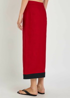 Liberowe Ruth Panelled Linen Midi Skirt Red