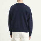 AMI Paris Men's Cardigan With Contrasted Ami De Coeur in Encre/Ecru