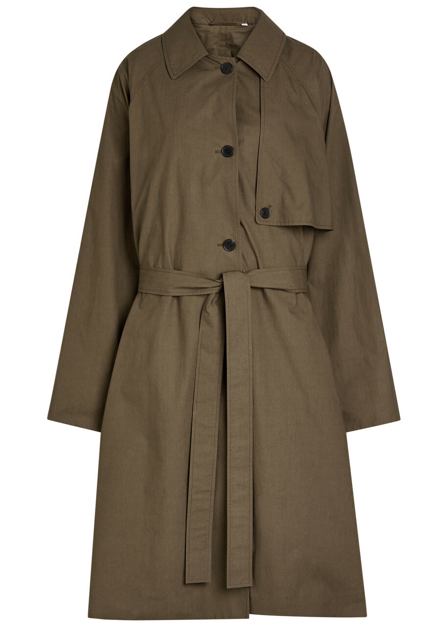 Calvin Klein Zeland Belted Cotton Trench Coat Brown