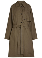 Calvin Klein Zeland Belted Cotton Trench Coat Brown