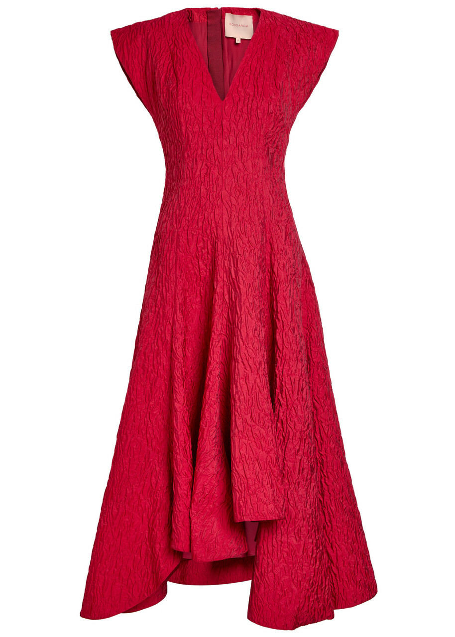 Roksanda Sapha Asymmetric Cloqué Midi Dress Red