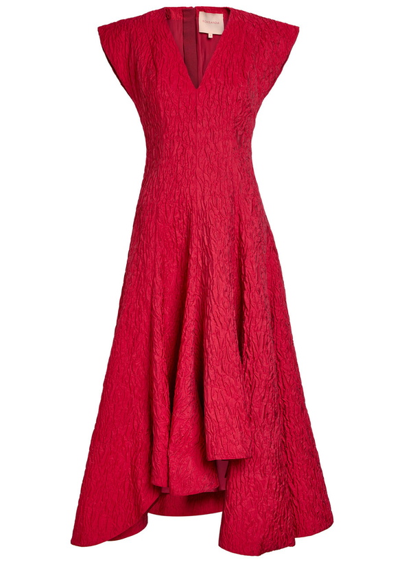 Photo: Roksanda Sapha Asymmetric Cloqué Midi Dress Red