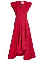 Roksanda Sapha Asymmetric Cloqué Midi Dress Red