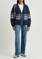 Kitri Felicia Fair Isle Knitted Cardigan Navy