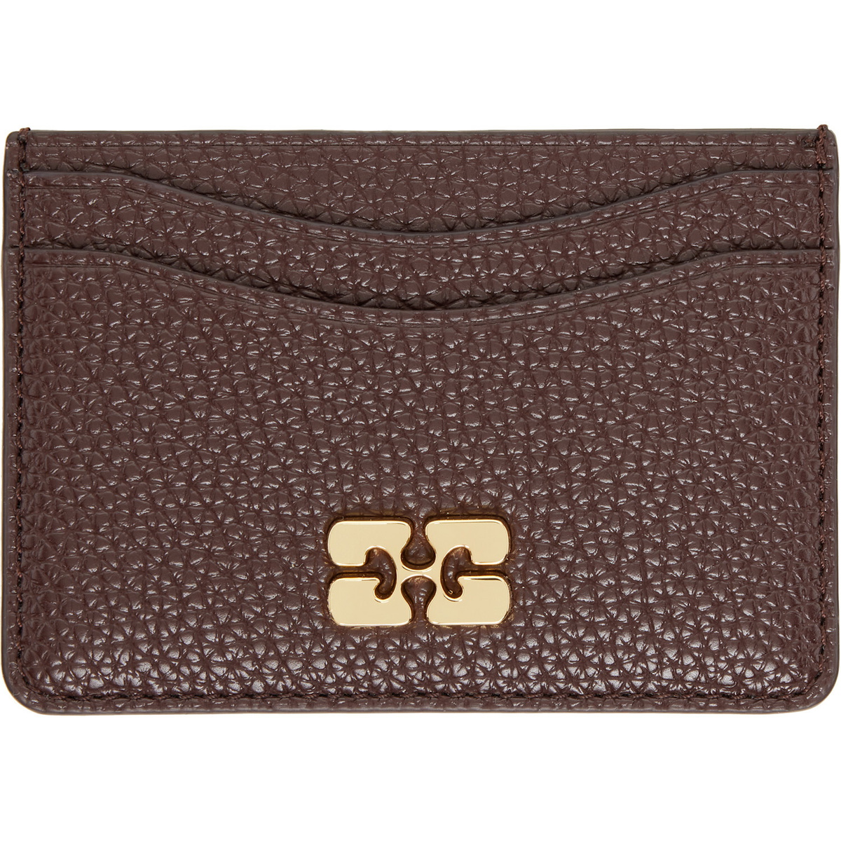 GANNI Brown Grained Card Holder