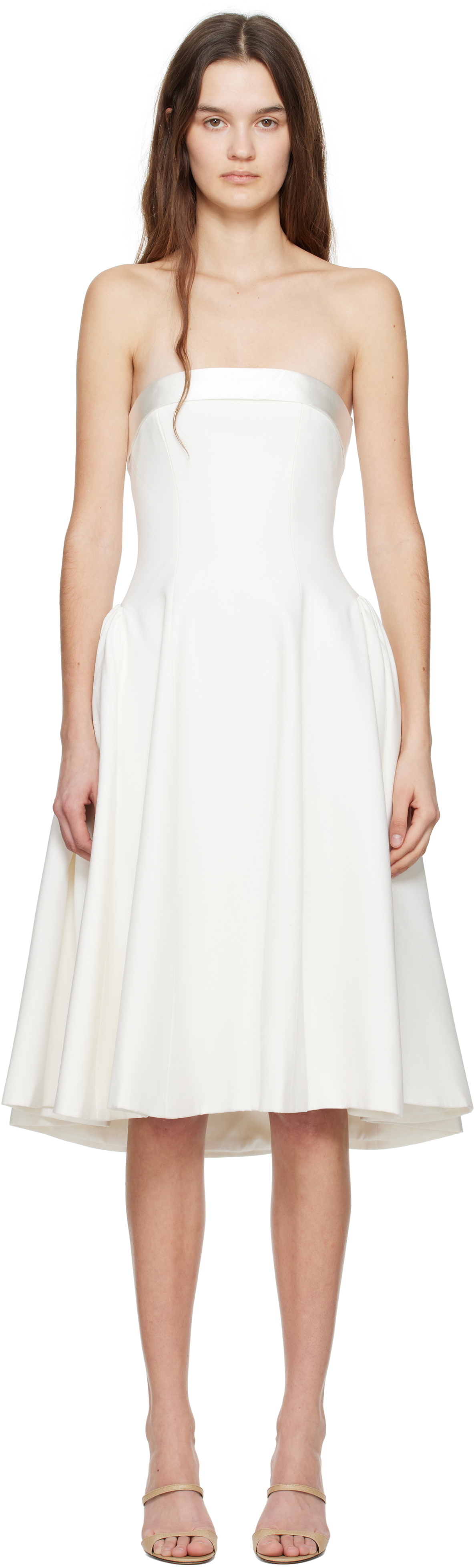 Mirror Palais White Strapless Opera Lady Midi Dress