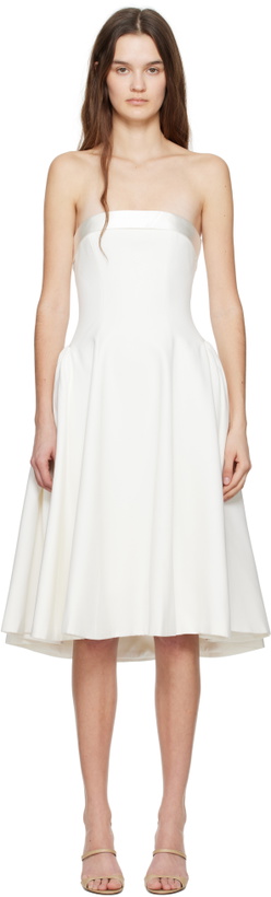 Photo: Mirror Palais White Strapless Opera Lady Midi Dress
