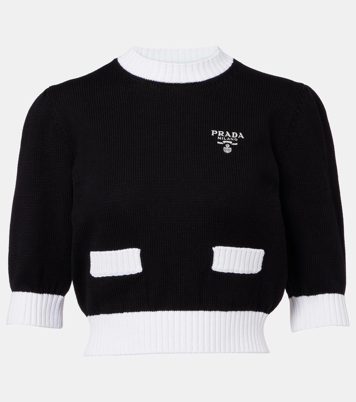 Prada Waffle-knit cropped cotton sweater Prada