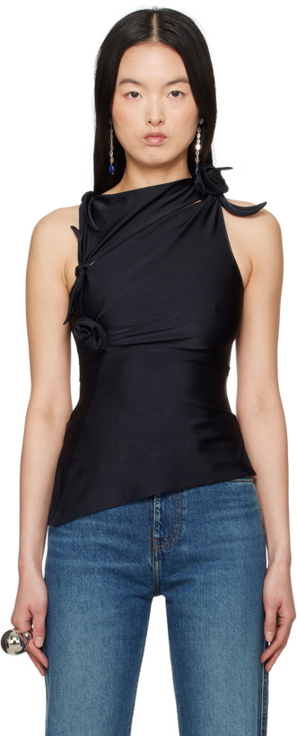 Photo: Coperni Black Asymmetric Flower Tank Top
