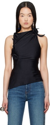 Coperni Black Asymmetric Flower Tank Top