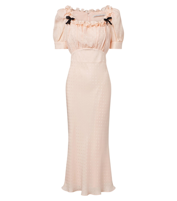 Photo: Alessandra Rich Bow-detail ruffled silk jacquard midi dress