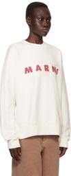 Marni White Wrinkled Logo Sweatshirt