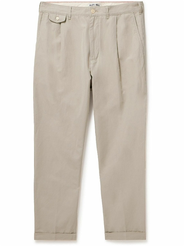 Photo: Alex Mill - Tapered Cropped Pleated Cotton and Linen-Blend Trousers - Neutrals