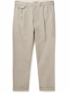 Alex Mill - Tapered Cropped Pleated Cotton and Linen-Blend Trousers - Neutrals