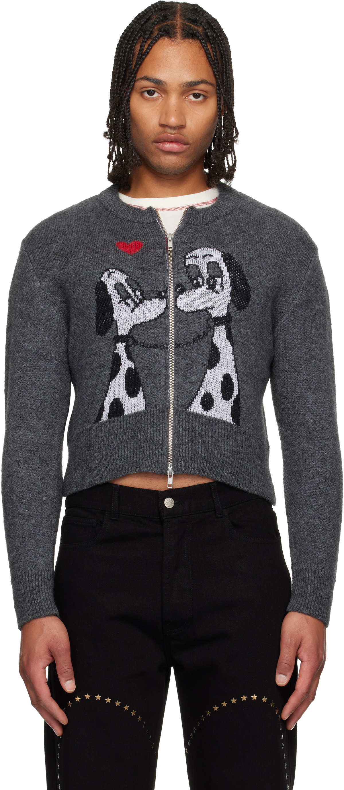 Carne Bollente Gray Spots & Kisses Cardigan