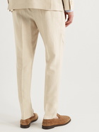 Brunello Cucinelli - Straight-Leg Pleated Linen Drawstring Suit Trousers - Neutrals