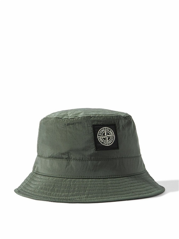 Photo: Stone Island - Logo-Appliquéd Shell Bucket Hat - Green