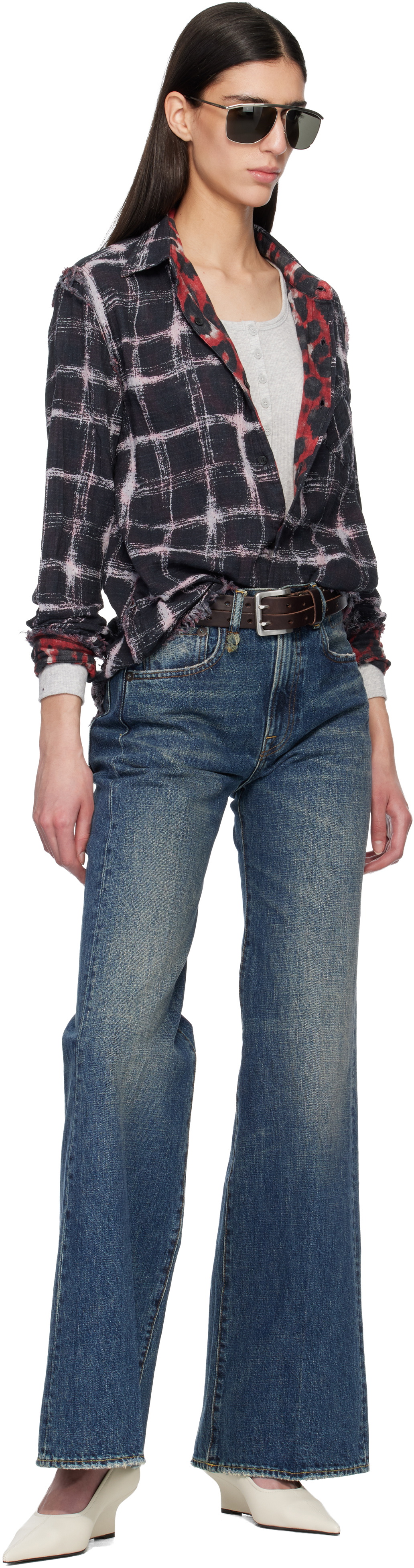 R13 Blue Flared High-Rise Jeans