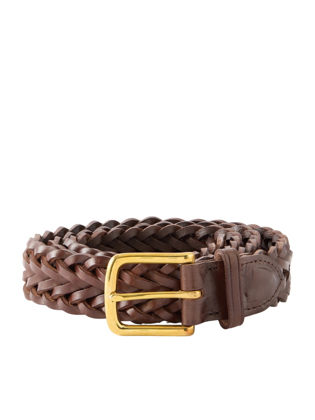 Photo: Drake's - 3cm Woven Leather Belt - Brown