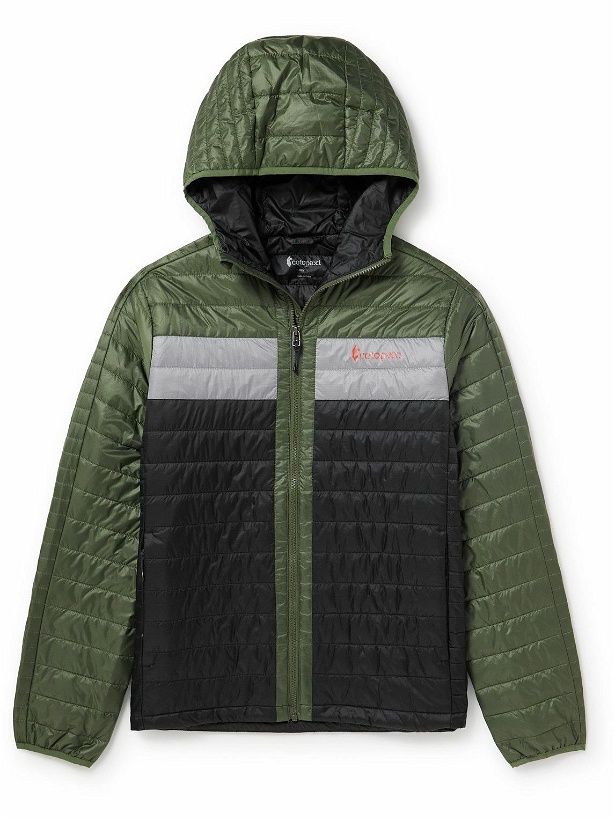 Photo: Cotopaxi - Capa Logo-Print Quilted Recycled-Nylon Ripstop Hooded Jacket - Green