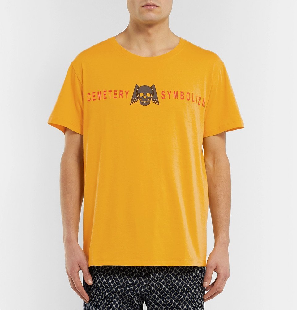 Gucci - Printed Cotton-Jersey T-Shirt - Men - Yellow Gucci