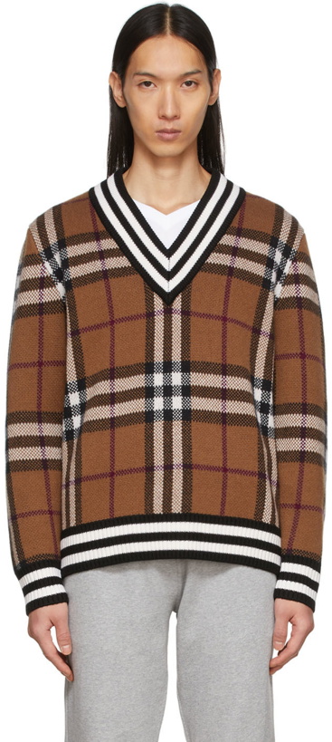 Photo: Burberry Brown Check Cashmere Sweater