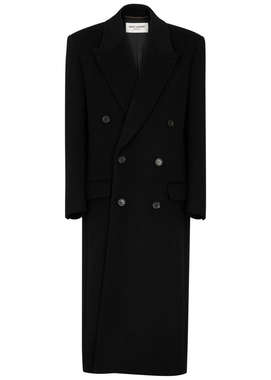 Saint Laurent Women's Black Double-breasted Wool Coat Size 40