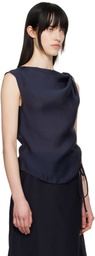LE17SEPTEMBRE Navy Asymmetrical Draped Tank Top